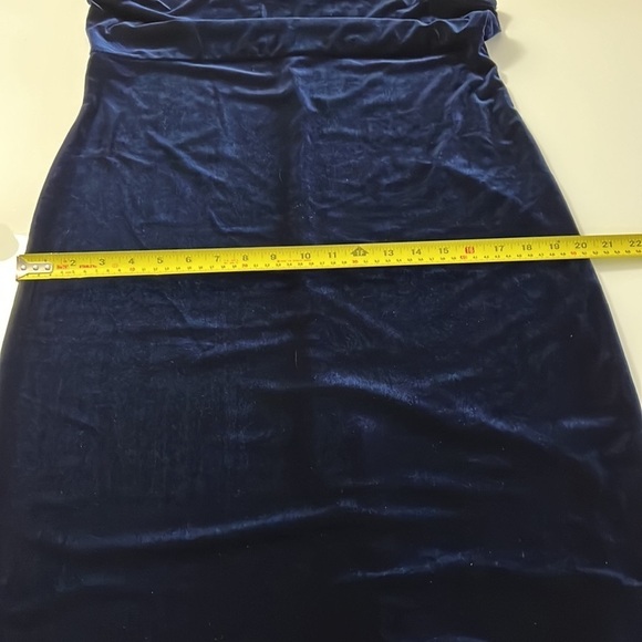 𝅺VINTAGE Kathie Lee New Dark Blue Velvet Dress NWT - Picture 10 of 11